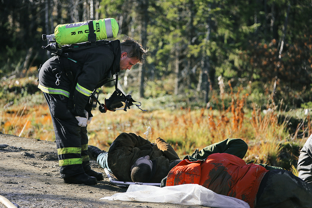 Barents Rescue -harjoituksessa Barentsin alueen maat järjestävät yhteistyössä suuronnettomuusharjoituksen. Kuva Leviltä vuodelta 2015. (Ibrahim Malla / Suomen Punainen Risti)
