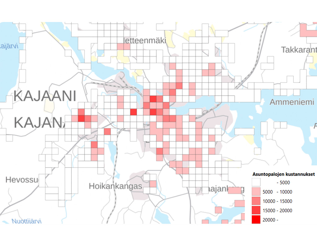 Malli tarjoaa tilannekuvan ja ennusteet onnettomuuksien aiheuttamista kustannuksista jopa 250 metrin ruutujen tarkkuudella.