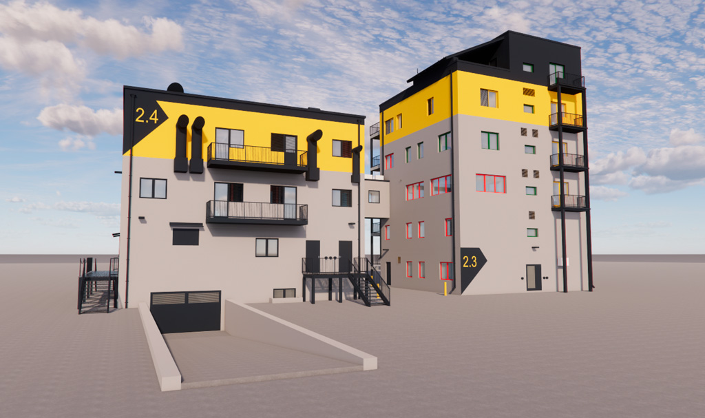 Yli 60 hehtaarin harjoitusalueelle Viroon rakennetaan uudet kerrostalot, teollisuuskiinteistö, säiliöjunavaunujen täyttöasema sekä rauniotalo. Interfire Products Oy vastaa projektissa palokoulutussimulaattorien ja turvajärjestelmien suunnittelusta, valmistuksesta ja asennuksesta sekä oppilaitoksen henkilöstön kattavasta koulutuksesta laitteiston käyttöön. Kuva: Mapri Ehitus OU.